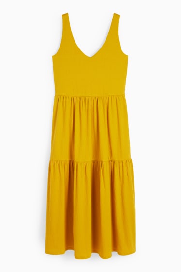 Dames - A-lijn-jurk met V-hals - licht oranje