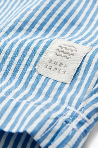 Men - Swim shorts - striped - white / light blue