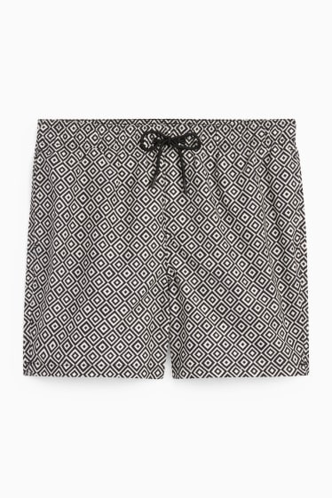 Hommes - Short de bain - à motif - noir / blanc