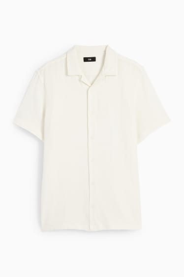 Men - Shirt - regular fit - lapel collar - cremewhite
