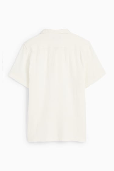 Men - Shirt - regular fit - lapel collar - cremewhite