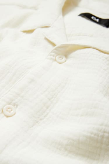 Men - Shirt - regular fit - lapel collar - cremewhite