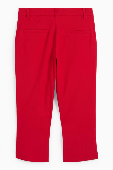 Women - Capri trousers - mid-rise waist - slim fit - dark red