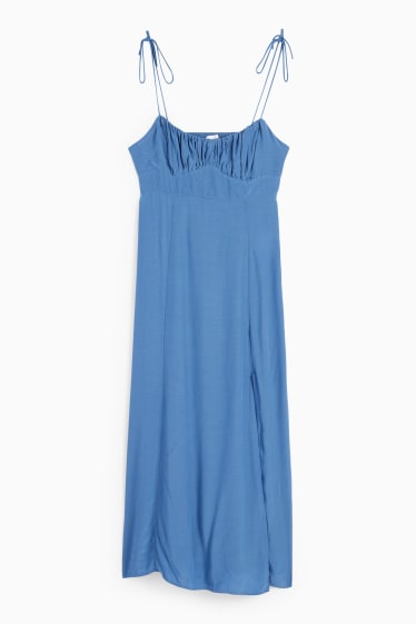 Femmes - Robe fendue - bleu foncé