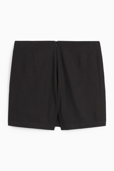 Damen - Skort - Mid Waist - Leinen-Mix - schwarz