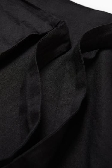 Damen - Skort - Mid Waist - Leinen-Mix - schwarz