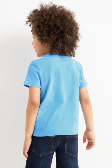 Children - Multipack of 2 - construction site vehicle - short sleeve T-shirt - light blue