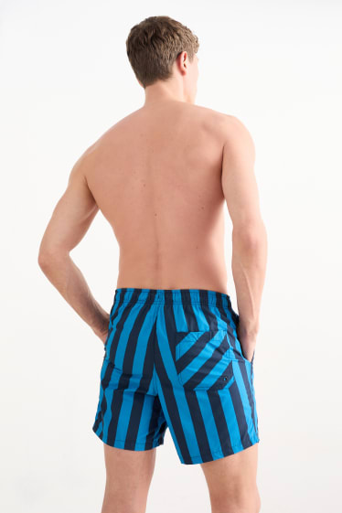 Men - Swim shorts - striped - dark blue