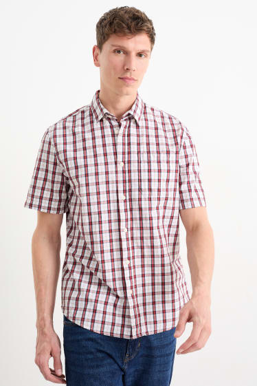 Men - Shirt - regular fit - button-down collar - check - red
