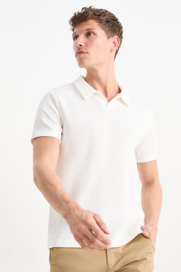Herren - Poloshirt - strukturiert - cremeweiß