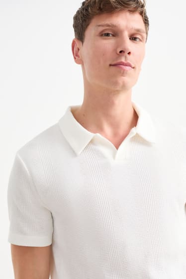 Herren - Poloshirt - strukturiert - cremeweiss
