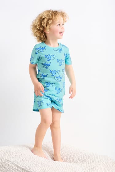Kinderen - Haai - shortama - 2-delig - turquoise