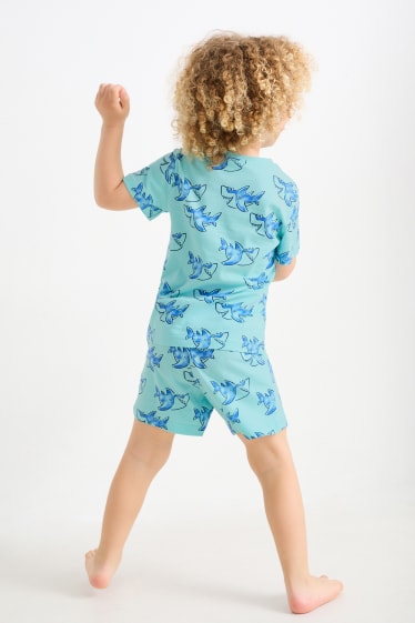Kinderen - Haai - shortama - 2-delig - turquoise