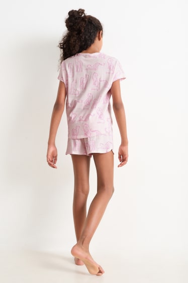 Kinder - Leopard - Shorty-Pyjama - 2 teilig - rosa