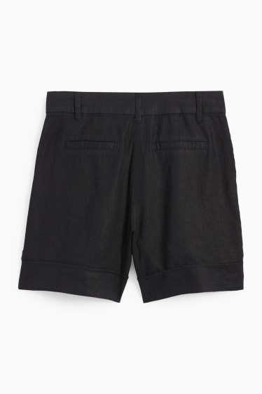 Mujer - Shorts de lino - mid waist - negro