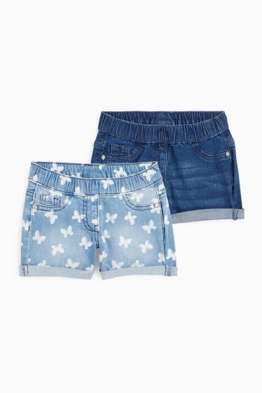 Copii - Multipack 2 buc. - fluturi - pantaloni scurți de blugi - denim-albastru deschis