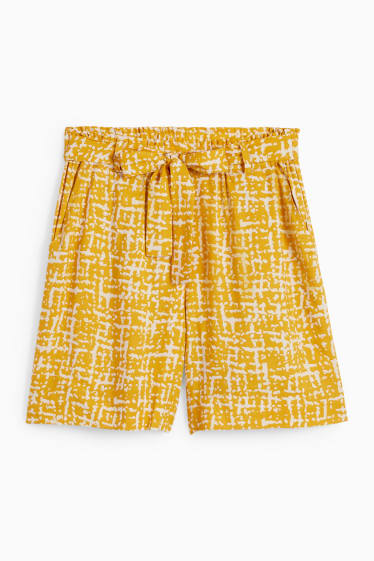 Femmes - Short - mid waist - à motif - jaune
