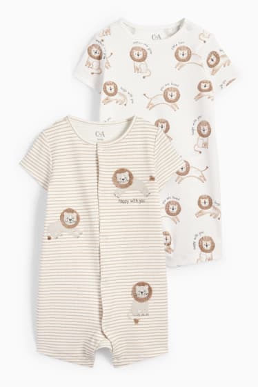 Babys - Set van 2 - leeuw - baby-pyjama - licht beige
