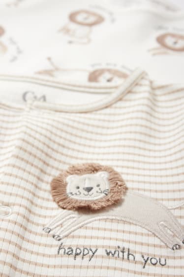 Bébés - Lot de 2 - lion - pyjama pour bébé - beige clair