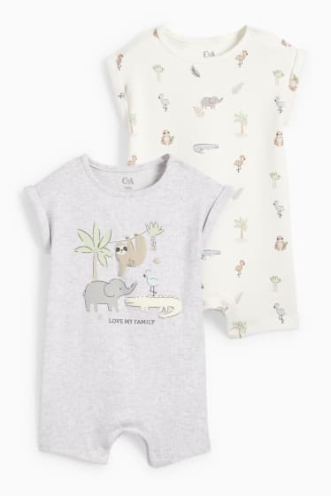Bébés - Lot de 2 - jungle - pyjama pour bébé - gris clair chiné