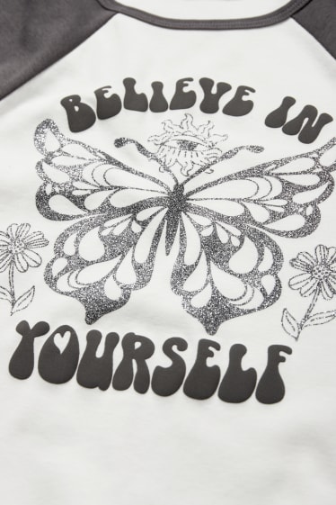 Dětské - Motiv motýla - tričko s krátkým rukávem - černá/bílá