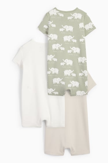 Babys - Set van 3 - olifant - baby-pyjama - licht beige