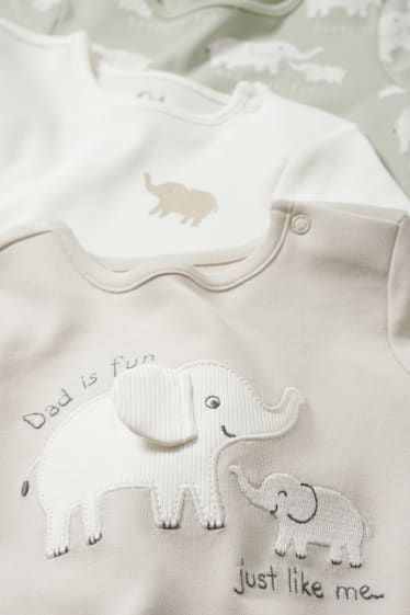 Niemowlęta - Wielopak, 3 szt. - słoń - piżamka niemowlęca - jasny beż
