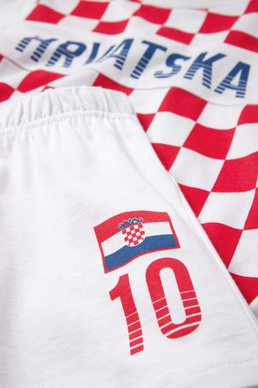 Kinder - Kroatien - Shorty-Pyjama - 2 teilig - weiß / rot