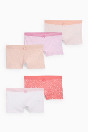 Children Girls - Multipack of 5 - shorts - patterned - pink