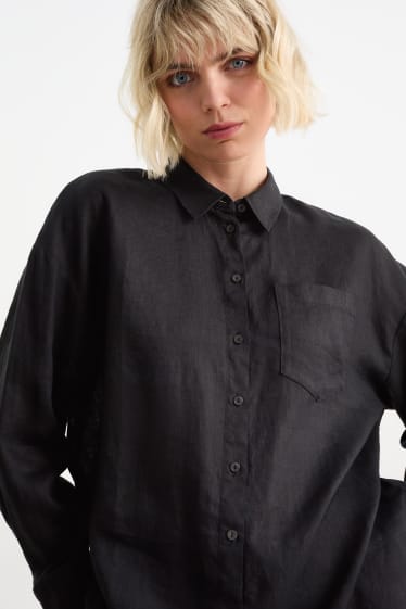 Donna - Camicia in lino - nero