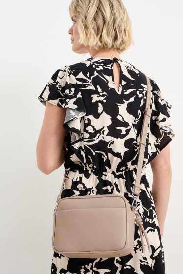 Women - Shoulder bag with detachable bag strap - faux leather  - taupe