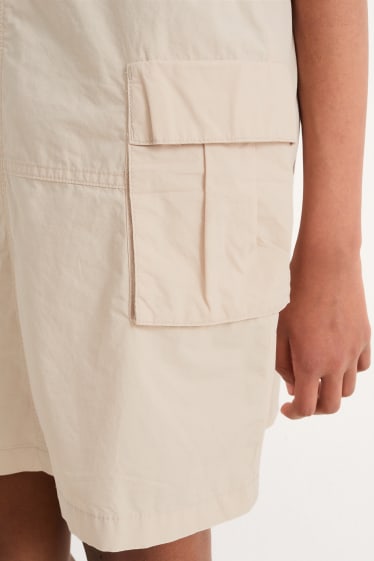 Niños - Conjunto - camiseta de manga corta y pichi cargo - 2 piezas - beige claro