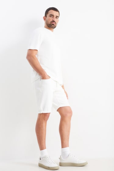 Uomo - Shorts di jeans - bianco