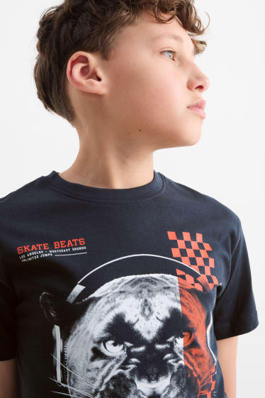 Dětské - Motiv pumy - tričko s krátkým rukávem - černá