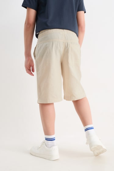Children - Bermuda shorts - linen blend - light beige