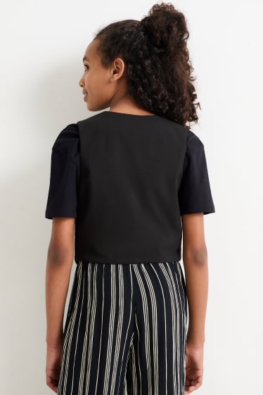Kinder Mädchen - Weste - gefüttert - schwarz