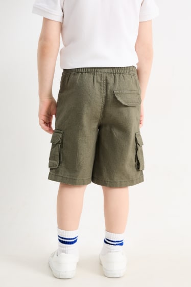 Children - Bermuda shorts - linen blend - dark green