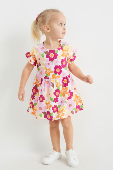 Bambini - Set - fiori- vestito ed elastico - 2 pezzi - rosa