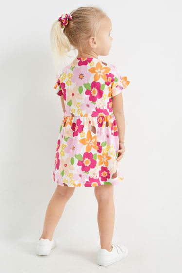 Kinder - Set - Blume - Kleid und Scrunchie - 2 teilig - rosa