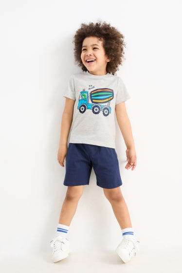 Kinder - Betonmischer - Set - Kurzarmshirt und Shorts - 2 teilig - dunkelblau