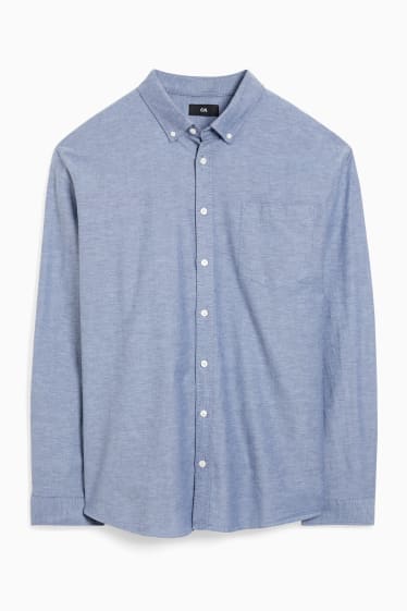 Men - Oxford shirt - regular fit - button-down collar - blue
