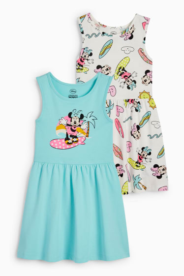 Kinderen - Set van 2 - Minnie Mouse - jurk - turquoise