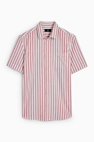 Men - Shirt - regular fit - Kent collar - striped - red