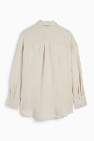 Women - Linen blouse - light beige