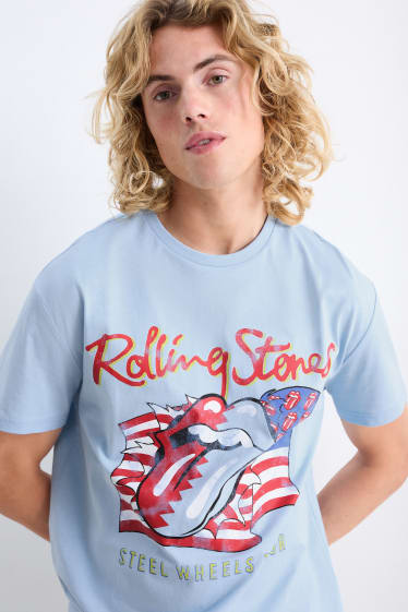Hombre - Camiseta - Rolling Stones - azul claro