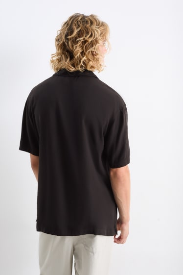 Bărbați - Cămașă - relaxed fit - guler cu rever - negru