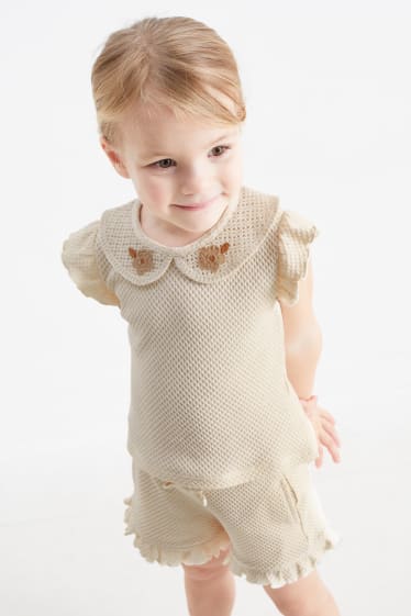 Dětské - Tričko s krátkým rukávem - s motivy květin - krémově bílá