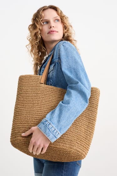 Mujer - Bolso shopper de paja - topo