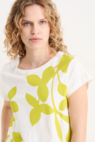 Dames - Basic T-shirt - wit / groen