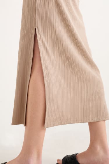 Femmes - Robe droite en maille - beige